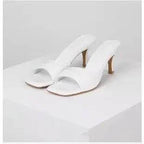 Summer New Slippers Women Trend Sexy Large Size Square Toe Thin Heels Shoes Ladies Casual Slippers Heel zapatos - Imbasat