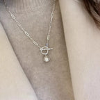 925 Silver Pearl Simple Elegant Thin Chain Pendant Necklace