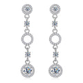 Anziw 2024 Long Stud Earrings Real 925 Silver 2CTW. Round Moissanite Dangle Earrings