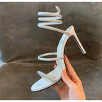 Snake Twine Rhinestones Thin High heels