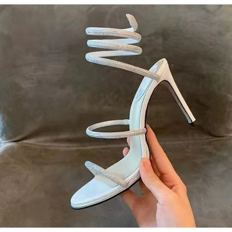Snake Twine Rhinestones Thin High heels