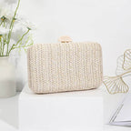 Weave Straw Evening Clutch Bags for Women Summer Party Fashion Shoulder Bags Luxury Purse Hadbags Wedding Bridal Clutches Sac - Imbasat