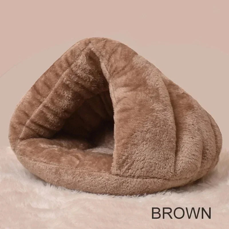 Winter Warm Triangle Cat Nest Thickened Fury Mongolian Bag Half Closed