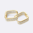 925 Silver Square Hoop Earrings Full Round Cut Moissanite Diamond Earrings