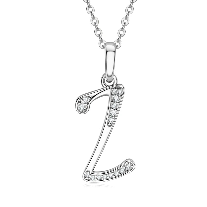 Anziw Name Necklace 26 Letter Initial Moissanite Pendant Real Silver 925