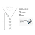 925 Sterling Silver Y Lariat 6 Star Pendant Necklace