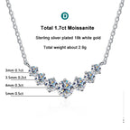 Moissanite Necklace with Certificates 925 Sterling Sliver Plated 18k White Gold