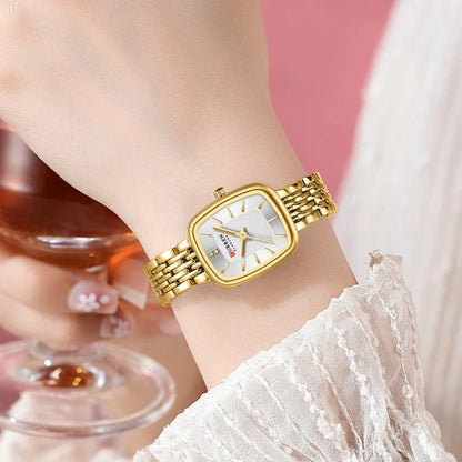 CURREN 9093 Fashion Quartz Women Watch Simple Elegant Square Dial Gold Stainless Steel Strap Waterproof Leisure Business Watches