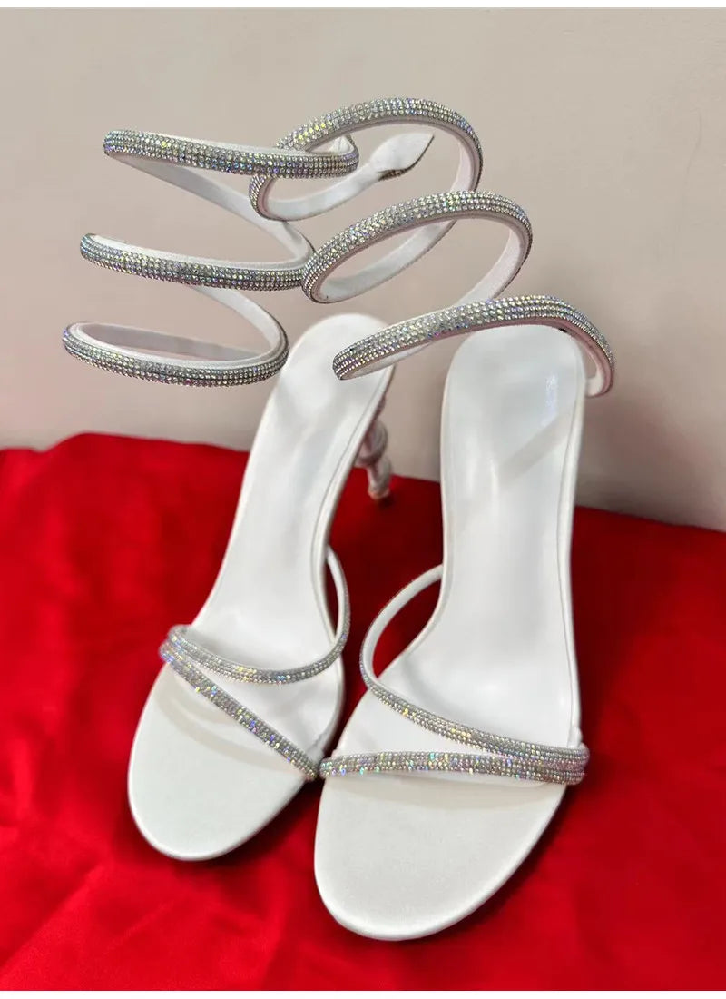 Star Crystal Coiled Stiletto High heels Gladiator Prom Shoes