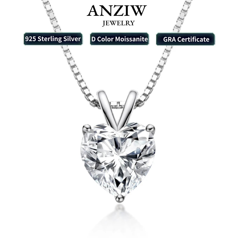 2.0 Carat Heart Shape Moissanite Pendant Silver 925