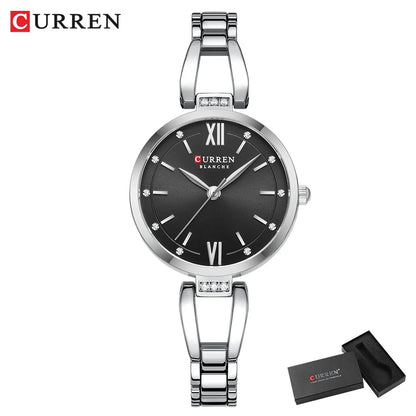 CURREN Luxury Hight Quality Quartz Watch Fashion Charming Rhinestones Stainless Steel Band Women's Wristwatches