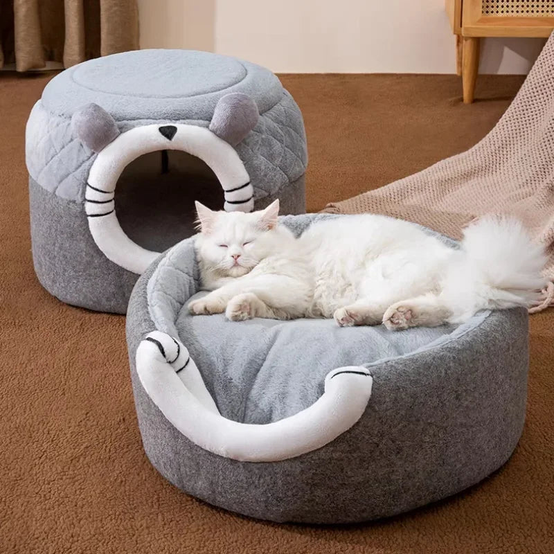 Cat Bed Pet Dog House Winter Cat Villa Sleep Kennel