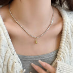 925 Silver Pearl Simple Elegant Thin Chain Pendant Necklace