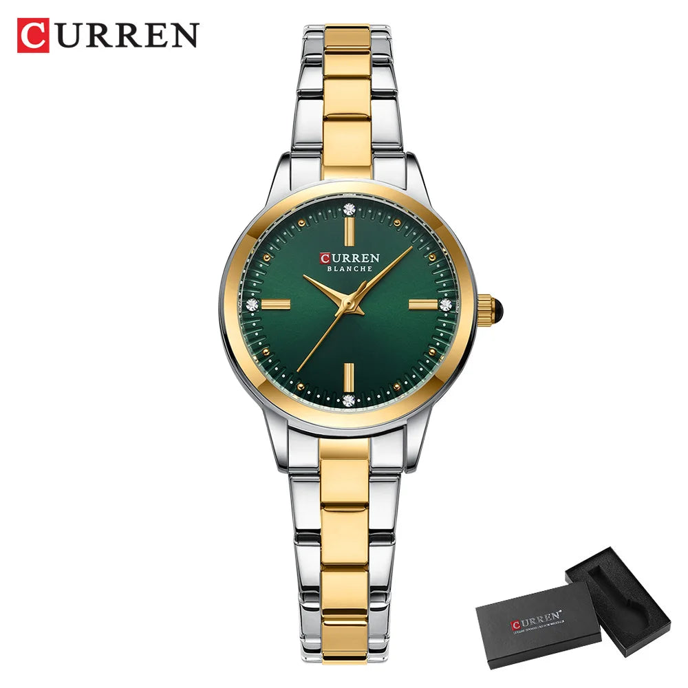 CURREN Original Quartz Watch for Women Fashion Elegant Ladies Watches Stainless Steel Waterproof Women's Wristwatch