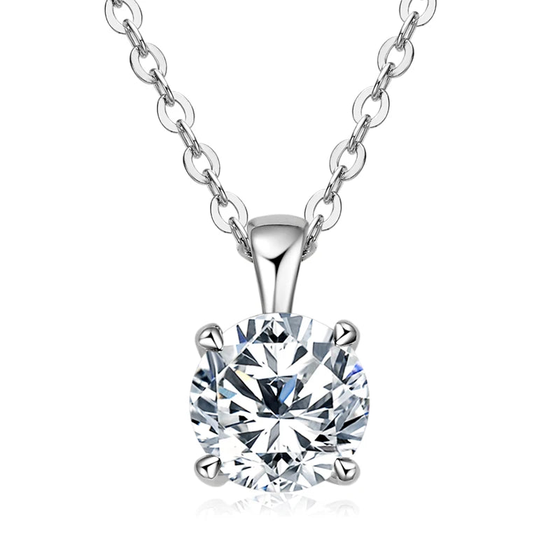 Real 1ct 2ct 3ct D Color Moissanite Pendant Necklace 925 Silver Chain for Women Simple Solitaire Lab Diamond Jewelry 4 Claw Gift