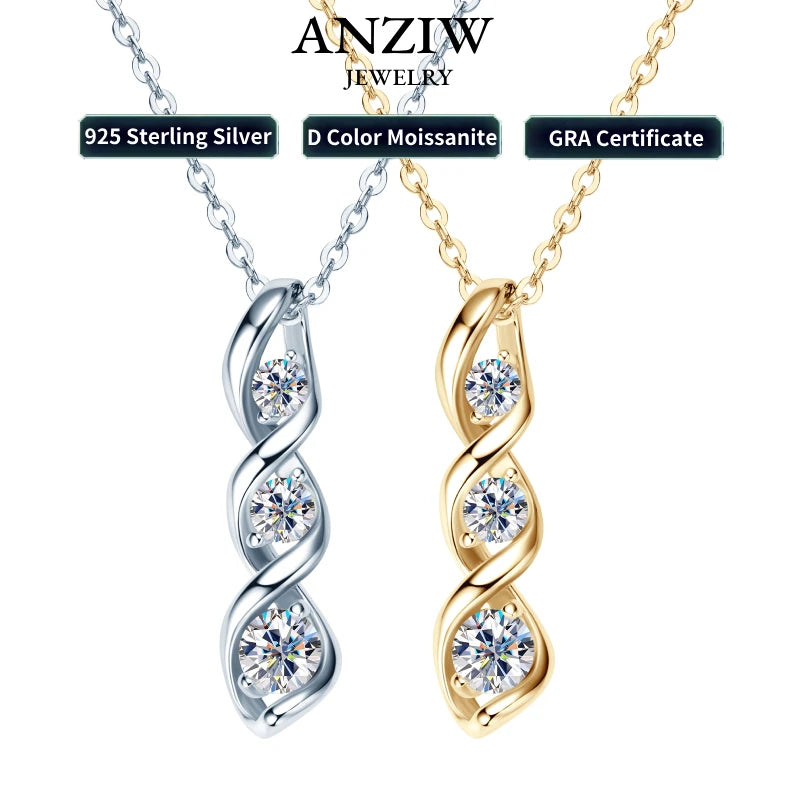 3 Stone Infinity Pendant Necklace 925 Sterling Silver