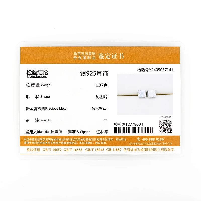 ANZIW Square 925 Silver Stud Zirconia Diamond Earring