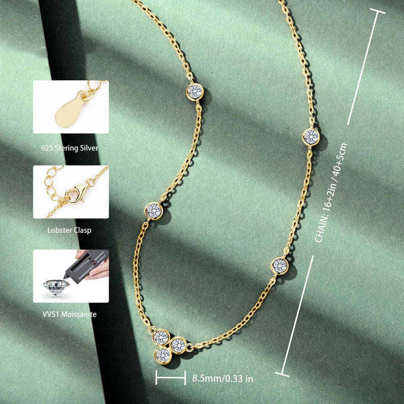 RAPRGOLD GRA Certified 3mm Moissanite Pendant Necklaces