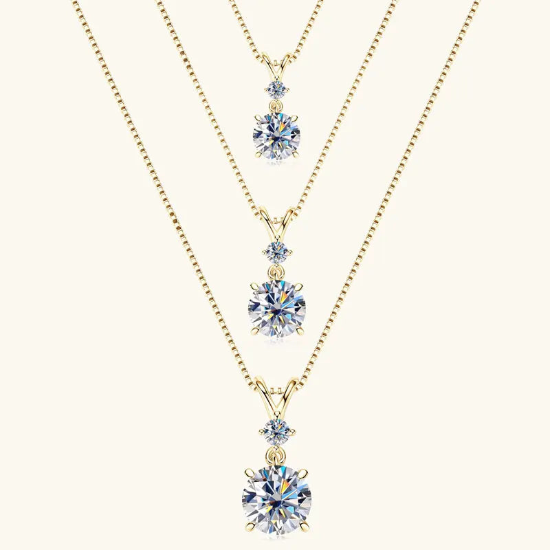Anziw 1CT 2CT 3CT Moissanite Pendant Necklace