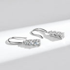 Anziw 925 Silver Three Stone Hook Earrings 1.8CTW. Moissanite Earrings