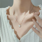 925 Silver Pearl Simple Elegant Thin Chain Pendant Necklace