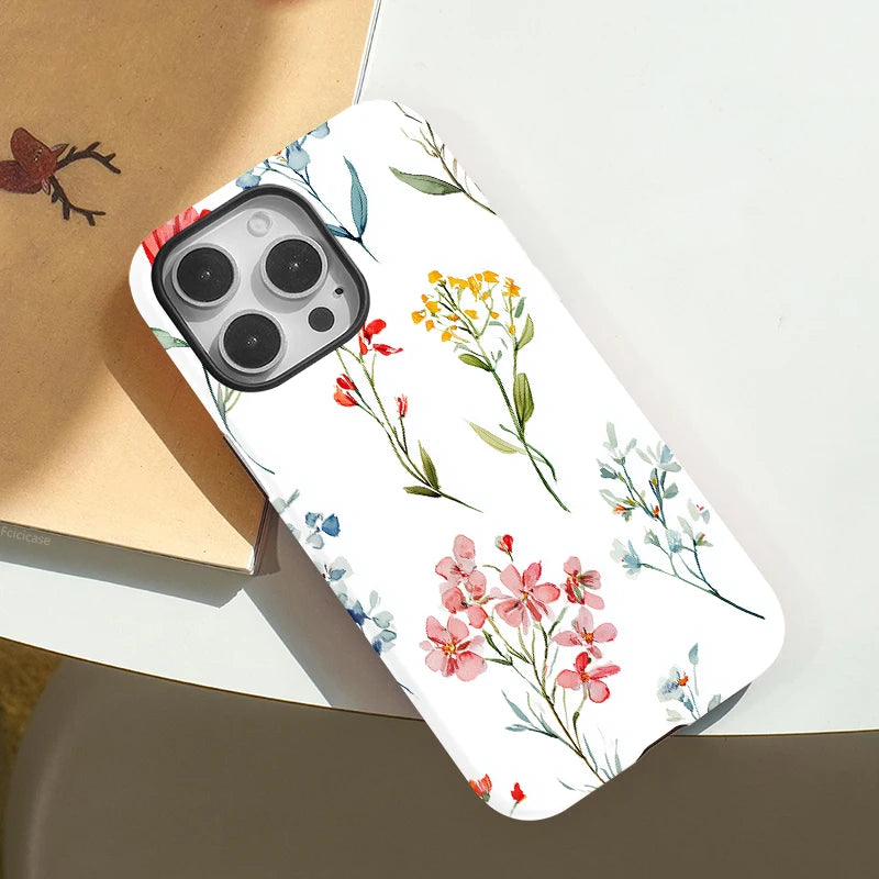 Fcicicase 2-in-1 Magnetic iPhone Case Matte Acrylic Flower
