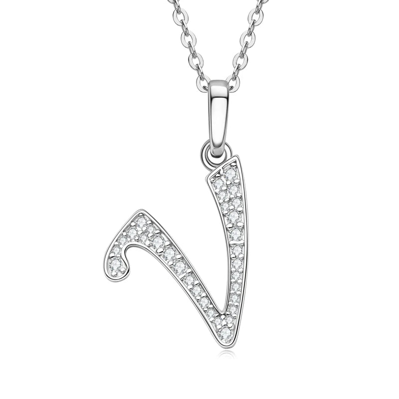 Anziw Name Necklace 26 Letter Initial Moissanite Pendant Real Silver 925