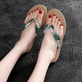 Ladies Summer Fashion Weave Women Beach Flip-Flops Non-Slip Flat Ladies Outdoor Soft Slippers Women's Simple Flip-Flop - Imbasat