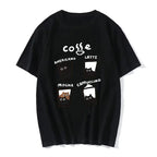 Cat Coffee O-Neck T-shirts Summer