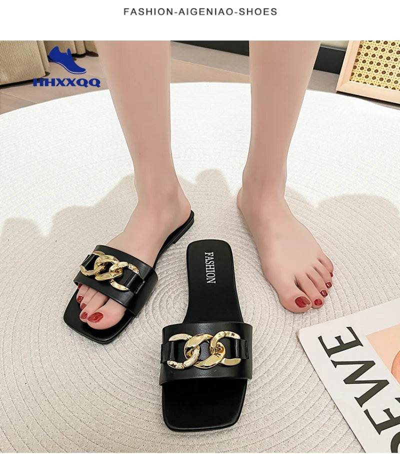 2023 New Summer Women's Slippers Roman Fashion Designer Flat Sandals Latex Soft Sole Shoes Female Breathable Beach Flip-flops - Imbasat