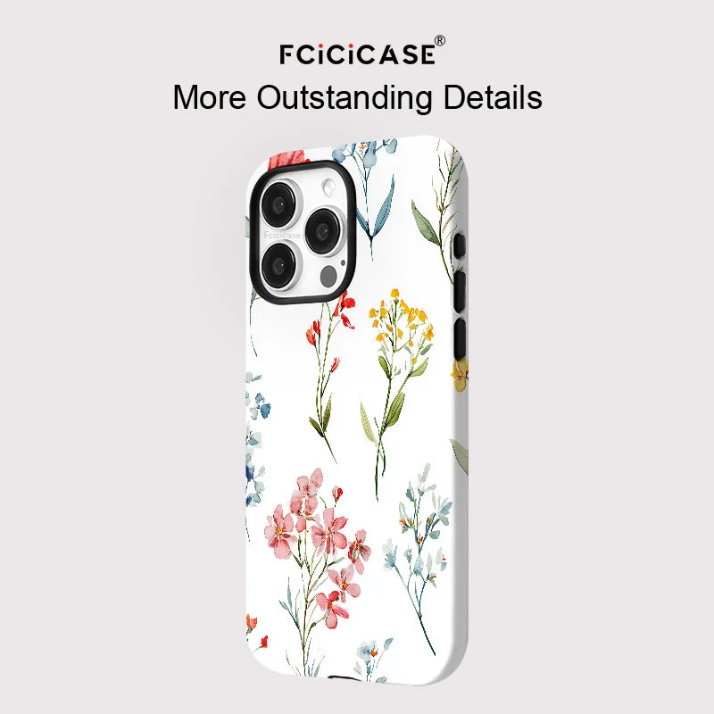 Fcicicase 2-in-1 Magnetic iPhone Case Matte Acrylic Flower