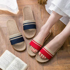 36-45 Flat Sandals Beach Slippers Summer Home Linen Lightweight Eva Non-Slip Slides For Men Women Indoor Outdoor Flip Flops - Imbasat