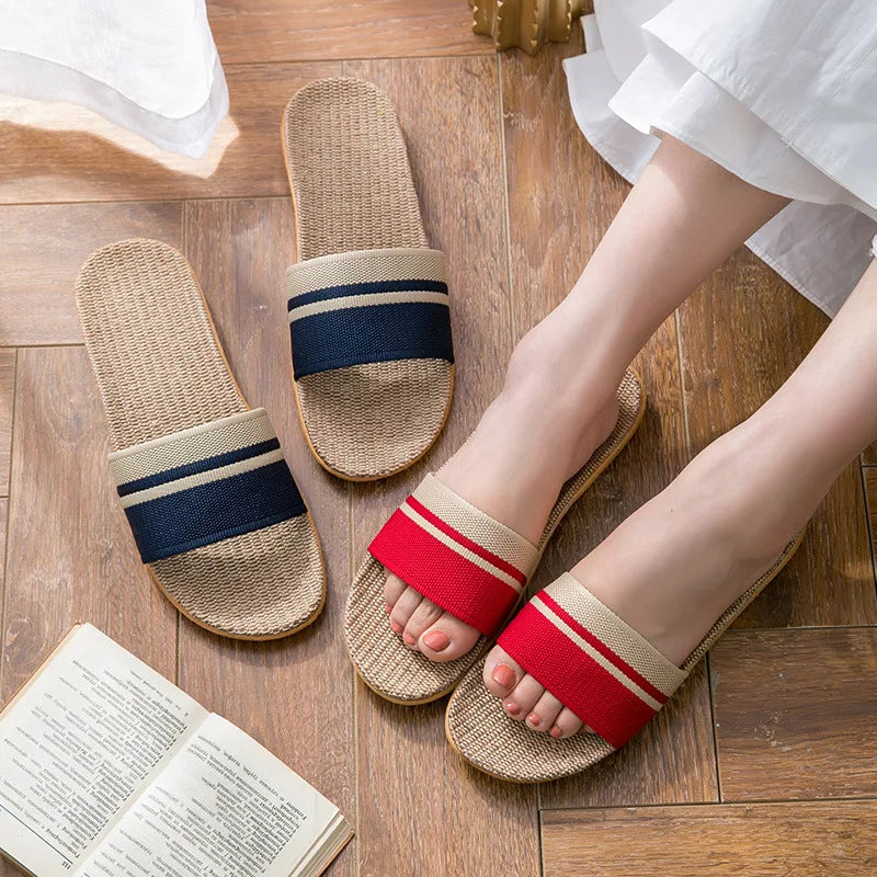 Flat Slippers Linen Lightweight Eva Non-Slip Slides