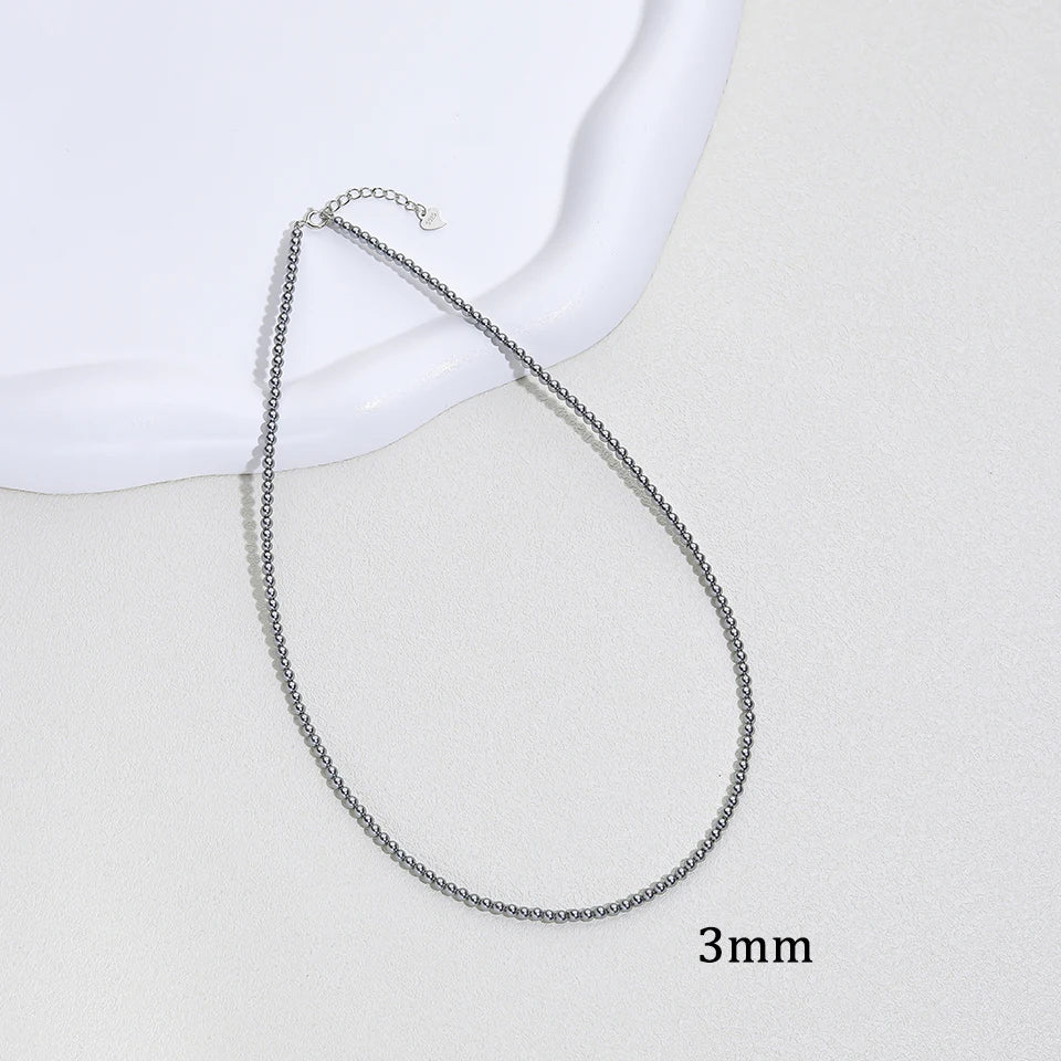925 Sterling Silver 6mm Pearl Necklace Bead