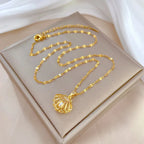 Micro-embellished Jewelry Shell Pearl Necklace Classic Stainless