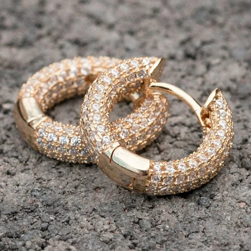 Anziw Micro Paved Full Moissanite Hoops Earrings Silver 925 Dazzling Diamond