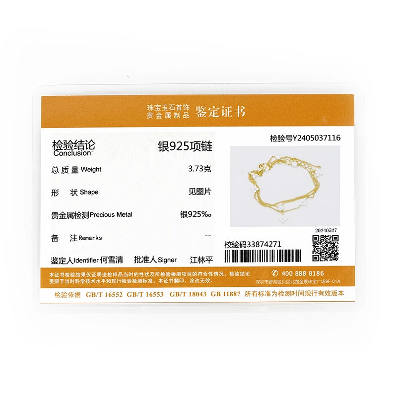 ANZIW Fashion Cute Four-leaf Clover Moissanite Pendant Necklace 925 Sterling Silver