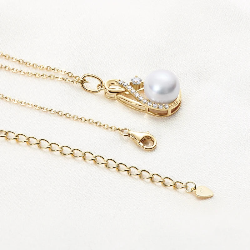 Anziw 10mm Black Pearl Moissanite Infinity Pendant Necklace Silver 925