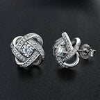 Stud Earrings 4mm Moissanite Twist Flower Earrings 925 Sterling Silver