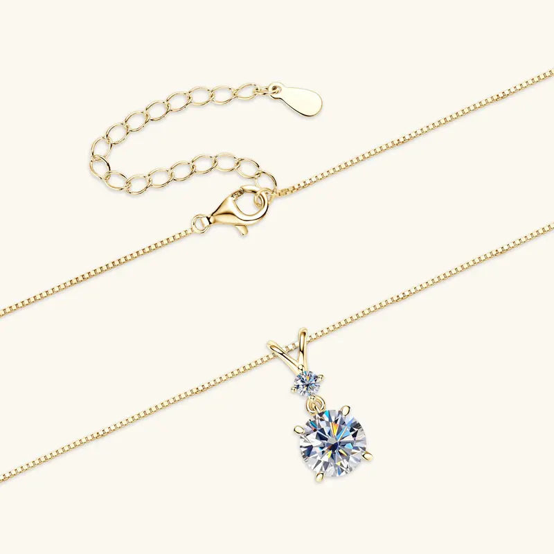 Anziw 1CT 2CT 3CT Moissanite Pendant Necklace