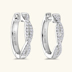 Anziw Infinity Eternity Earrings 925 Sterling Silver 1mm Moissanite Twisted Hoop