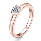 Anziw Rose Gold Color 0.5ct Heart Shaped Moissanite Solitaire Ring Silver 925 for