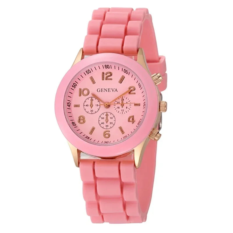 Famous Brand Geneva Ladies Fashion Watch Male and Female Student Silicone Quartz Wristwatch Clock Wholesale Relogio Feminino