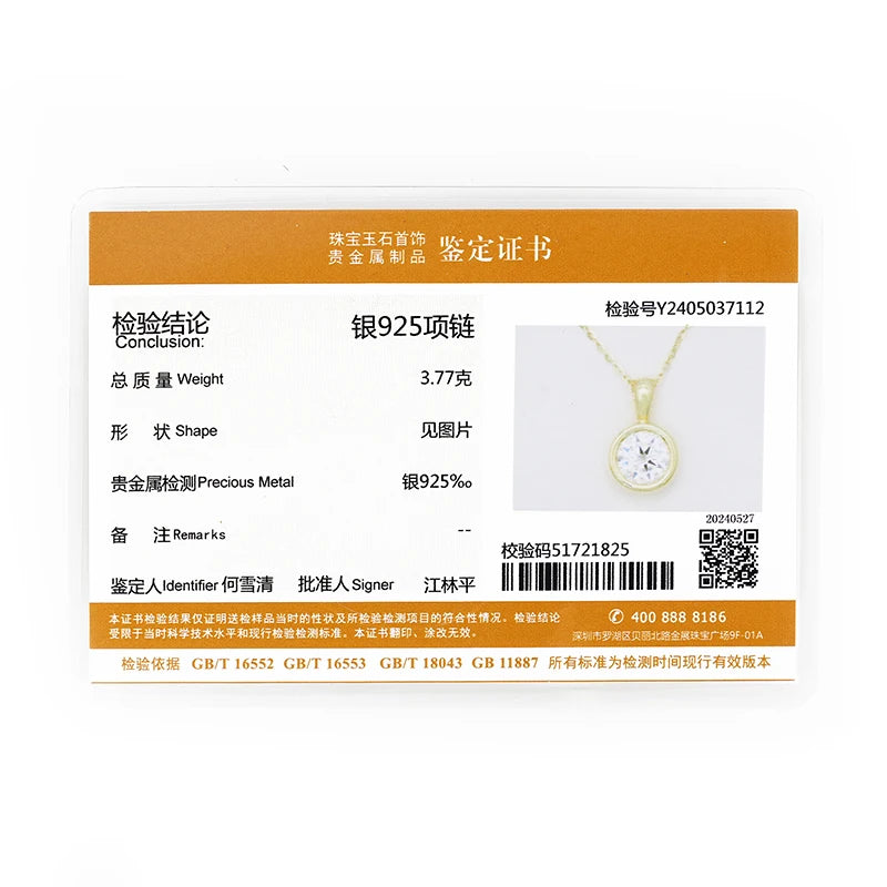 Anziw 8MM 2.0CT D Color Round Moissanite Bubble Pendant Necklace Solid Silver 925 Sterling