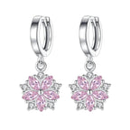 Genuine 925 Sterling Silver Crystal Zircon New Flower Jewelry Drop Earrings For Women XY0056 - Imbasat