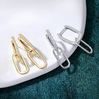 Anziw Paperclip Drop Link Earrings Detachable Hoops Silver 925 Moissanite Huggie Earring