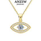 Anziw 6.5mm Moissanite Pendant Necklace 925 Sterling Silver