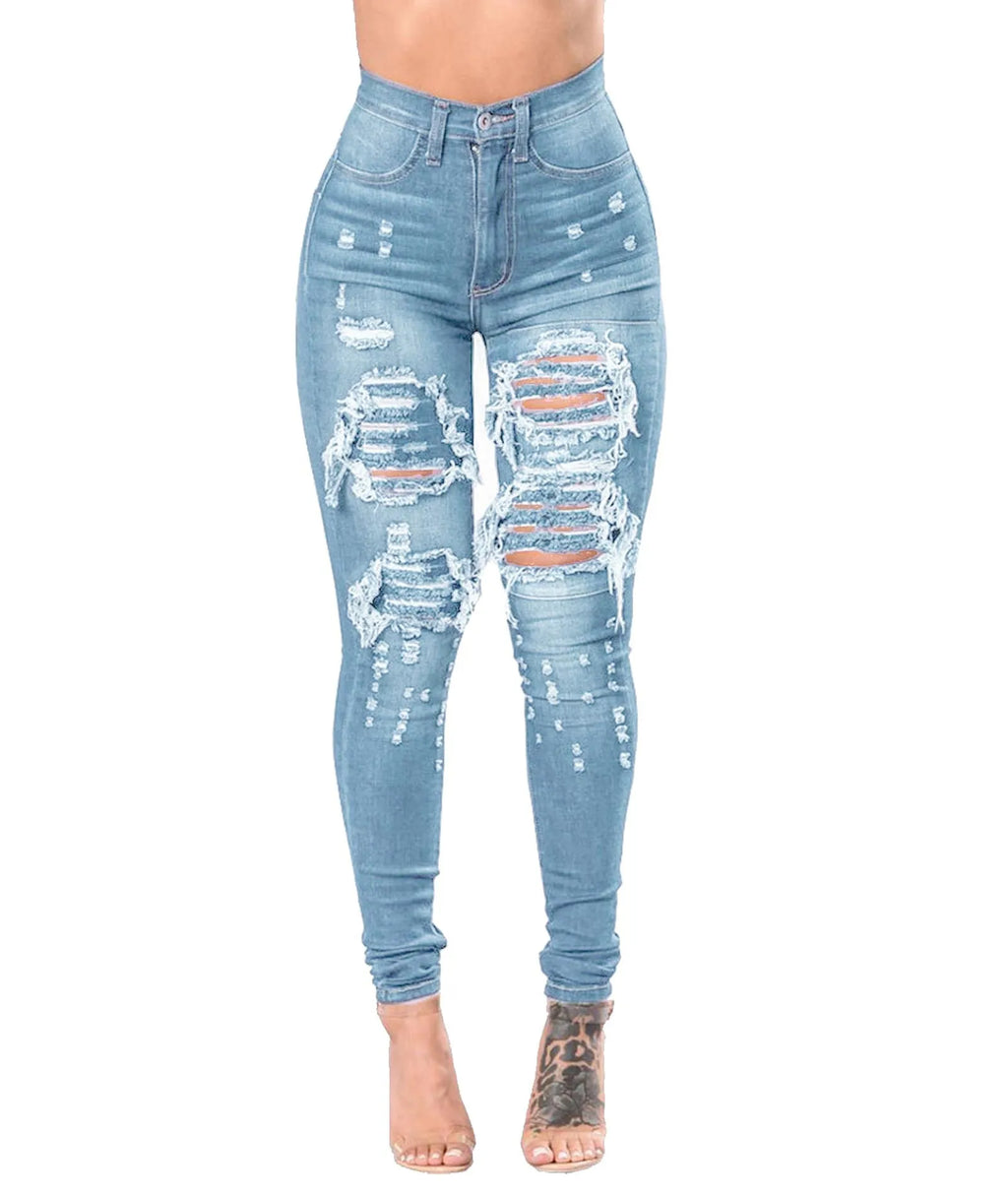High Waist Ripped Jeans for Women Skinny Black White