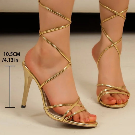 Women Round Toe Strap High-heeled Sandals Women Platform Slippers Female Summer Gold Fashion Sexy Pumps Flip Flops Zapatos Mujer - Imbasat