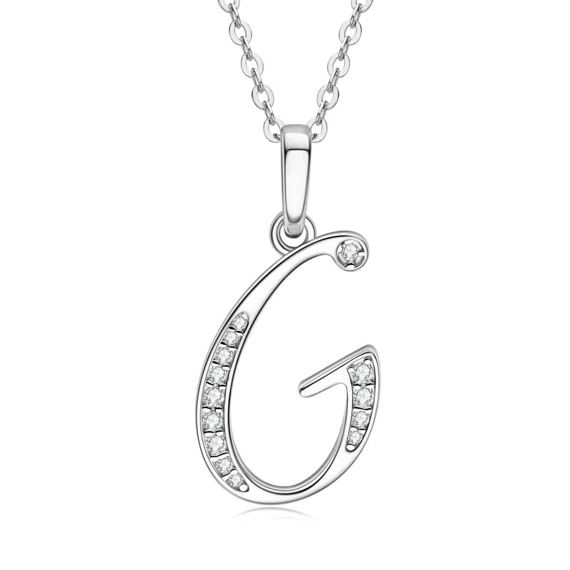 Anziw Name Necklace 26 Letter Initial Moissanite Pendant Real Silver 925